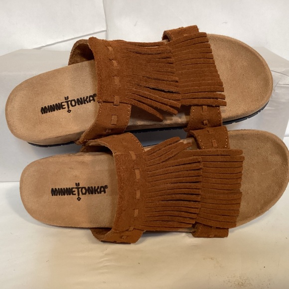 Fringe Suede Leather Minnetonka Daisy sandals brown  women’s size 6 - Picture 1 of 7